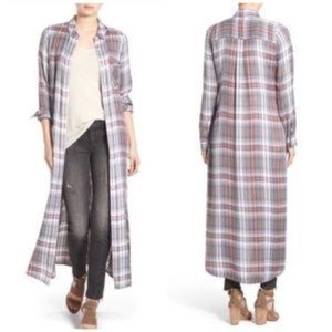 Treasure & Bond Long Sleeve Plaid Maxi Duster Button shirt